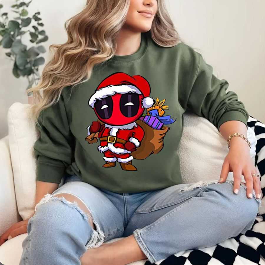 Cute Chibi Deadpool Santa Claus Christmas Sweatshirt